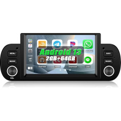 [2+64G] SIXWIN Android 13 auto radio Fiat Panda 2013-2020 ar Carplay/Android Car/Mirrorlink, 6,2 collu kapacitīvais skārienjūtīgais skārienjūtīgais ekrāns, atbalsta WiFi/GPS/FM/Bluetooth