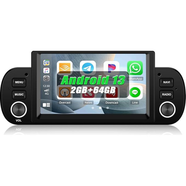 [2+64G] SIXWIN Android 13 auto radio Fiat Panda 2013-2020 ar Carplay/Android Car/Mirrorlink, 6,2 collu kapacitīvais skārienjūtīgais skārienjūtīgais ekrāns, atbalsta WiFi/GPS/FM/Bluetooth