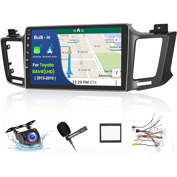 Inefala Upgrade 10,1 collu skārienjūtīgais ekrāns, 2 DIN Android 13 radio Toyota RAV4 2012-2018, 2G+64G, Wireless Carplay & Android Car, radio ar GPS/WiFi/USB/RDS/FM mikrofonu, atpakaļgaitas kamera