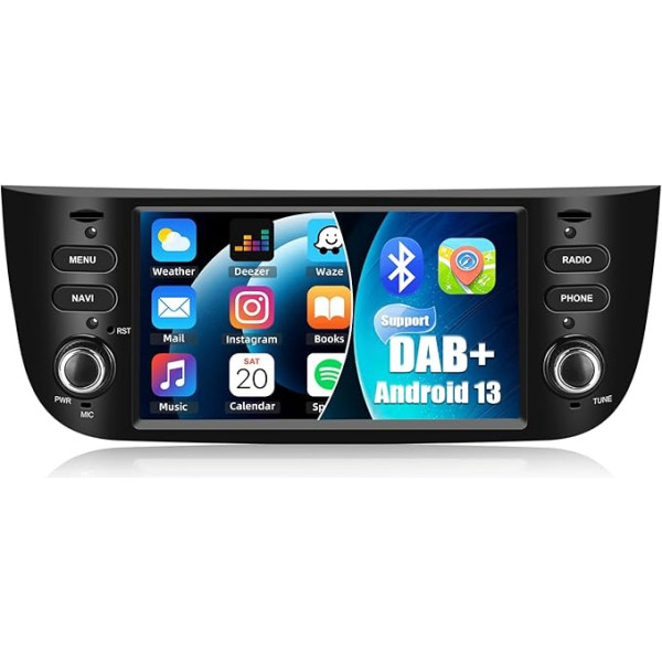 CAMECHO 7 collu Android 13 navigācijas autoradio Fiat Punto 10-16/Linea 12-15 DAB+ atbalstam, 2Din [1+32GB] HD Touchscreen Bluetooth radio ar GPS WiFi FM/RDS Mirror Link EQ Sound + atpakaļgaita