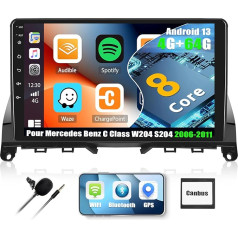 4G + 64G CAMECHO Android 13 auto radio Mercedes-Benz C-Class W204 S204 2007-2010 ar navigācijas sistēmu Carplay Android Car, 8 kodolu 9 collu ekrāns Radio 2 DIN ar Bluetooth RDS/FM WiFi Mirror Link DSP