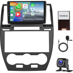 Hodozzy 2G + 64G Android auto radio Land Rover Freelander 2 2007-2012 Carplay Android automašīnai, 9 collu skārienjūtīgais ekrāns ar GPS navigāciju WiFi Bluetooth Mirrorlink HiFi FM RDS Canbus ar atpakaļgaitu