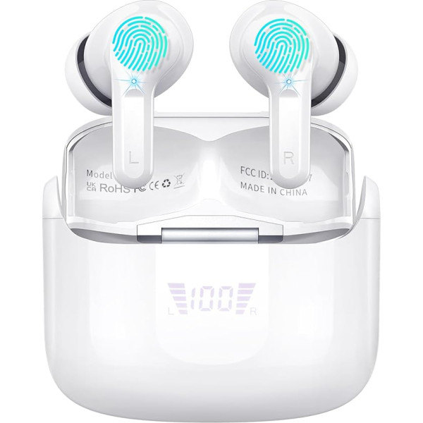 Bluetooth austiņas, bezvadu Bluetooth 5.3 In-Ear austiņas ar 4 ENC mikrofoniem, 2023 bezvadu austiņas, trokšņu slāpēšanas austiņas ar 40H dziļiem basiem, USB-C, IP7 ūdensizturīgas austiņas