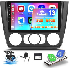 OiLiehu 2G + 64G Android 13 Auto radio 2DIN Carplay Android auto BMW 1. sērijas E87 E81 E82 E88 2004-2011 auto radio ar ekrānu 9 collas ar Mirror Link/EQ/Bluetooth/SWC/FM RDS/WiFi/GPS/Rear View