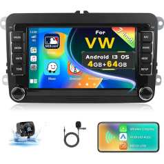 Inefala 4G + 64G Auto Radio Android 13,7 collu skārienjūtīgais ekrāns Radio VW Polo Golf Caddy Tiguan Touran Passat Seat ar Wireless CarPlay un Android Car, WiFi, BT, RDS, FM, SWC, Mic, aizmugures skata kamera