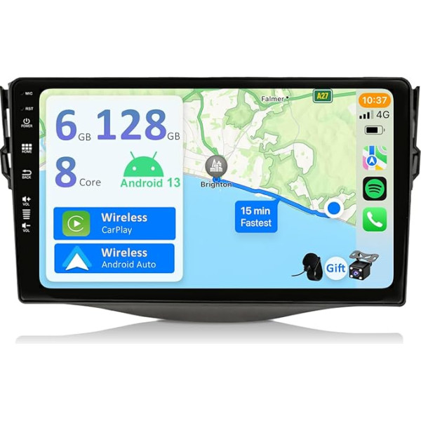 YUNTX [6GB + 128GB] Android 12 autoradio Toyota RAV4 (2007-2011)-[Integrēts CarPlay/Android Car/DSP/GPS]-9 collu IPS 2.5D kamera + MIC-DAB/ stūres vadības pults vadība/Mirror Link/Bluetooth 5.0/360