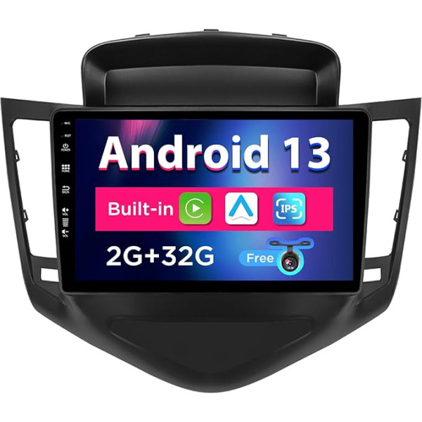 SXAUTO Android 12 IPS autoradio Chevrolet Cruze (2009-2014) - Iebūvēts CarPlay / Android Car - Bez atpakaļgaitas kameras - 2G + 32G - Vadāms no stūres DAB Fast Boot WiFi - 2 DIN 9 collas