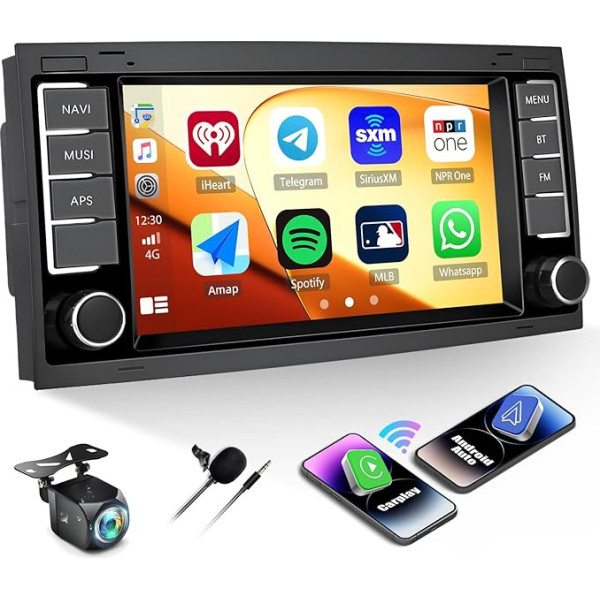 CAMECHO 2G + 64G Android 13 Auto Radio Double DIN Carplay VW T5 Touareg 2004-2011 Transporter T5 Multivan ar Android Car, 7 collu Auto Radio 2Din ar Bluetooth FM/RDS GPS WiFi SWC atpakaļgaitas kamera