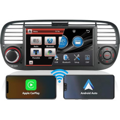 7 collu augstas veiktspējas DSP autoradio Fiat 500 2007-2015 iebūvēts bezvadu Carplay un Android auto navigācijas stūres rata vadība SWC Subwoofer EQ Bluetooth USB 1080P IPS Touch Screen AM FM RDS