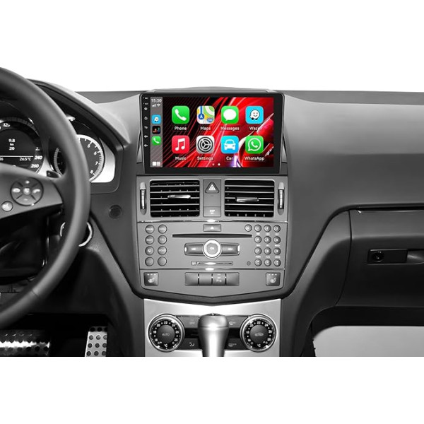 [8-core] SIXWIN 4+64G Android 13 Carplay Android auto radio Mercedes Benz C-Class W204 2007-2010, 9 collu skārienjūtīgais ekrāns, 1280 x 720, ar DSP GPS WiFi BT BT USB FM RDS Radio Mirror Link + 32 joslu ekvalaizers