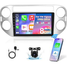 4 + 64G Android auto radio VW Tiguan 2006-2016 ar Carplay un Android Car - 8 kodolu 9 collu skārienekrāna radio - WiFi GPS DSP Split Screen Double USB ports + AHD Backup Camera & Mic