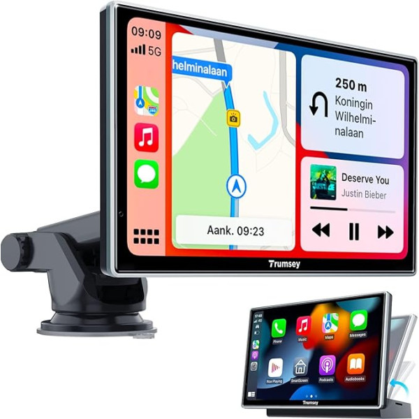 Bezvadu Carplay displejs ar Bluetooth, 7 collu IPS skārienekrāns, bezvadu Mirrorlink, balss vadība, GPS, Android, auto, A-pple Carplay ekrāns