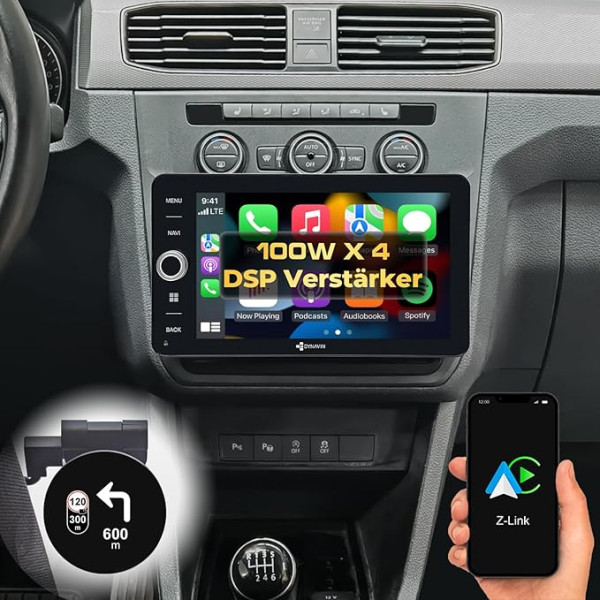 DYNAVIN Android auto radio ar satelītnavigāciju VW Caddy Golf 6 Golf 5 Plus Tiguan Sharan Polo, 9 collu radio ar bezvadu Carplay un Android Car, Head-up displejs, ietver DAB+: D9-V9W Premium Flex