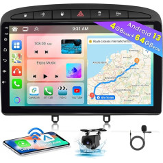 [8 Core 4+64GB] Android 13 auto radio, bezvadu CarPlay Android auto, Peugeot 308/408 2007-2013 Radio, 9 collu ekrāns, Bluetooth, Mirror Link, GPS WiFi DSP FM SWC USB