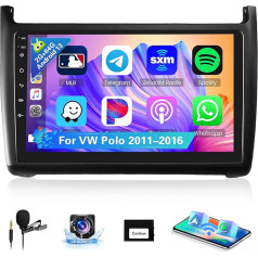 [8Cores 2G + 64G] Hikity Auto radio navigācijas sistēma VW Polo 2011-2016 Android 13 Touch Display ar FM RDS 32EQ 59UI Wireless Carplay Android auto 9 collu ekrāns GPS WiFi Bluetooth Mirror Link