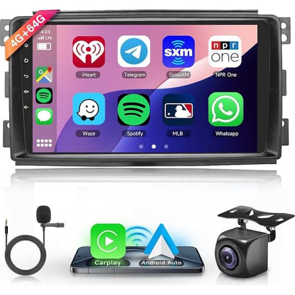 4G + 64G bezvadu Carplay Android 13 Auto radio 2 DIN Mercedes Benz Smart Fortwo 2005-2010