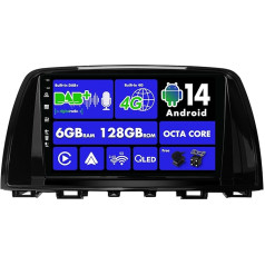 SXAUTO Android 13 [Iebūvēts 4G un DAB] - 6G + 128G - Autoradio priekš Mazda ATENZA Mazda 6 (2012-2015) - Dual Band WiFi - CarPlay Android Car - Kamera + Mikrofons - Stūres vadības stūres Blueotoh - QLED 9 collas