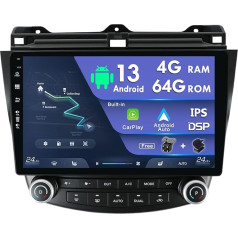 MISONDA Android autoradio piemērots Honda Accord 2003-2008 - [4G+64G] - iebūvēts DSP/Carplay/GPS - atpakaļgaitas kamera 10 collu - ar stūres vadības ierīci 4G WiFi BT5.0 DAB