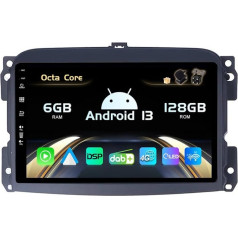 SXAUTO Android 13 - [Iebūvēts 4G LTE un DAB] - 6G + 128G - Auto radio Fiat 500L (2012-2016) - Dual Band WiFi - CarPlay Android Car - Camera + Mic - DSP 360-CAM SWC Fast Boot - QLED 10,1 collu - 2 DIN