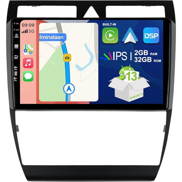 BXLIYER Android 13 Auto radio Audi A6 C5 S6 / RS6 (1999-2006) - Iebūvēts CarPlay Android Car - Bezmaksas atpakaļgaitas kamera - 2G + 32G - IPS 9 collu 2 DIN - DAB stūres vadības pults WiFi Fast-Boot GPS