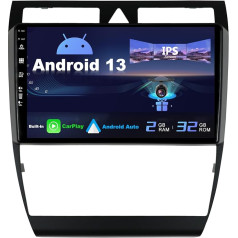 SXAUTO Android 13 Auto radio Audi A6 C5 S6 / RS6 (1999-2006) - Iebūvēts CarPlay / Android Car - Bez atpakaļskata kameras - 2G + 32G - Vadāms no stūres DAB Fast Boot WiFi DSP GPS - 2 DIN IPS 9