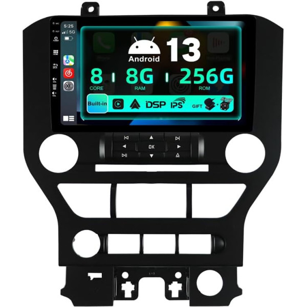 SXAUTO ¦8G+256G ¦ Android 13 auto radio Ford Mustang (2015-2020) - Iebūvēts Carplay/Android Car/DSP - LED kamera + MIC - DAB stūres kontrole Fast Boot 360-CAM WiFi - 2 DIN IPS 9 collu - 8