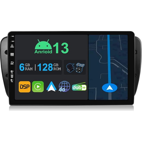 YUNTX 9 collu Android 13 auto radio ar satelītnavigāciju Seat Ibiza 6J 2009-2014 | Octa Core | 6GB 128GB | Iebūvēts 4G LTE | CarPlay & Android Car | DSP | DAB | QLED | Dual Band WiFi | Bluetooth 5.0 | GPS