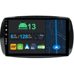 YUNTX 9 collu Android 13 auto radio ar satelītnavigāciju Mercedes Benz Smart 453 Fortwo 2014-2020 | Octa Core | 6GB 128GB | Iebūvēts 4G LTE | CarPlay & Android Car | DSP | DAB | QLED | Dual Band WiFi