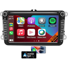 Android 13 Auto radio VW Golf, Polo, Tiguan, Caddy, Seat, Skoda ar CarPlay Android Car, 8 collu ekrāns ar navigāciju, Bluetooth, FM, WiFi, SWC + atpakaļgaitas kamera (4core 2GB + 32GB)