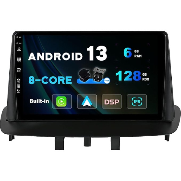 SXAUTO - 6G + 128G - Android 13 IPS autoradio Renault Megane 3 (2008-2014) - Iebūvēts Carplay/Android Car/DSP - LED kamera + MIC - DAB stūres vadības ierīce Fast Boot 360-CAM WiFi - 2 DIN 9