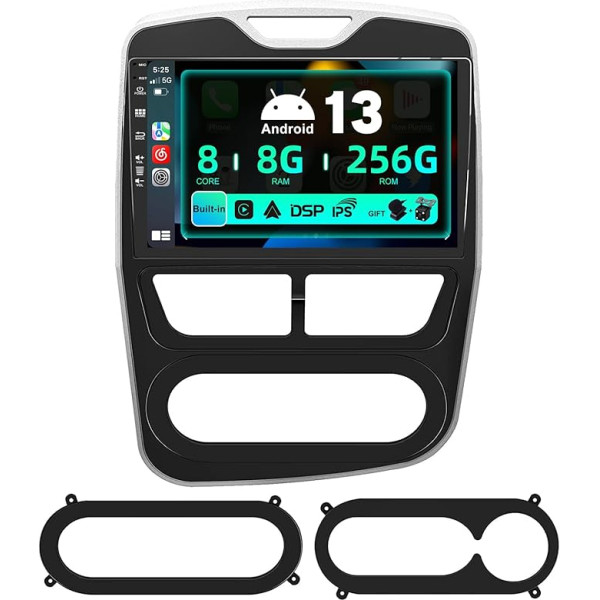 SXAUTO ¦ 8G + 256G ¦ Android 12 IPS auto radio Renault Clio (2013-2016) - Iebūvēts Carplay/Android Car/DSP - LED kamera + MIC - DAB stūres vadības stūres vadība Fast Boot 360-CAM WiFi AHD - 2 DIN 10.1