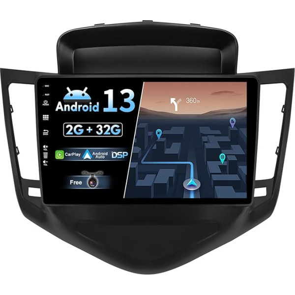 BXLIYER Android 12 IPS auto radio, piemērots Chevrolet Cruze (2009-2014) - iebūvēts bezvadu CarPlay Android auto - bezmaksas kamera - 2G + 32G - 9 collu 2 DIN - DAB stūres vadība WiFi Fast Boot