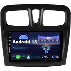 Android 12 IPS auto radio piemērots Renault Logan 2/Sandero 2/Symbol (2014-2019) - Iebūvēts CarPlay/Android Car - Bez atpakaļskata kameras - 2G + 32G - Vadāms no stūres DAB Fast Boot - 2 DIN 9