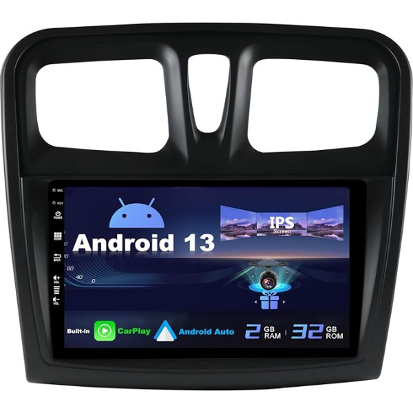 Android 12 IPS auto radio piemērots Renault Logan 2/Sandero 2/Symbol (2014-2019) - Iebūvēts CarPlay/Android Car - Bez atpakaļskata kameras - 2G + 32G - Vadāms no stūres DAB Fast Boot - 2 DIN 9