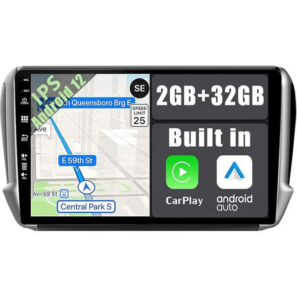 YUN TX Android 12 Auto radio Peugeot 2008 208 (2012-2018)-[Integrēts CarPlay/Android Car/GPS]-10.1 collu IPS 2.5D skārienjūtīgais ekrāns Bezmaksas kamera DAB/Radio vadība/MirrorLink/Bluetooth