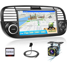 Inefala Android radio priekš Fiat 500 2007-2015, 7 collu skārienjūtīgais ekrāns, Android radio ar WiFi, GPS, RDS/FM, USB, mikrofons, atpakaļgaitas kamera