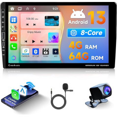 4G + 64G 8 Core Android 13 Auto radio 2 DIN ar bezvadu Carplay Android auto GPS navigācija WiFi 9 collu skārienjūtīgais ekrāns Auto radio ar Mirror Link Bluetooth FM/RDS/DAB/OBD/32EQ DSP DSP stūres vadības stūres rats