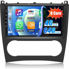 4G + 64G CAMECHO Android 13 auto radio priekš Mercedes Benz C klases W203 W209 C180 C200 (2005-2009) ar navigāciju Carplay Android Car, Double DIN auto radio ar 9 collu ekrānu Bluetooth 5.0 RDS/FM MirrorLink