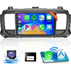 Hodozzy Carplay auto radio Citroen Jumpy 3/Peugeot Expert/Toyota Proace, 9 collu skārienjūtīgais ekrāns Android auto radio ar Android Car/WiFi/GPS/RDS/FM/Bluetooth/USB + atpakaļgaitas kamera