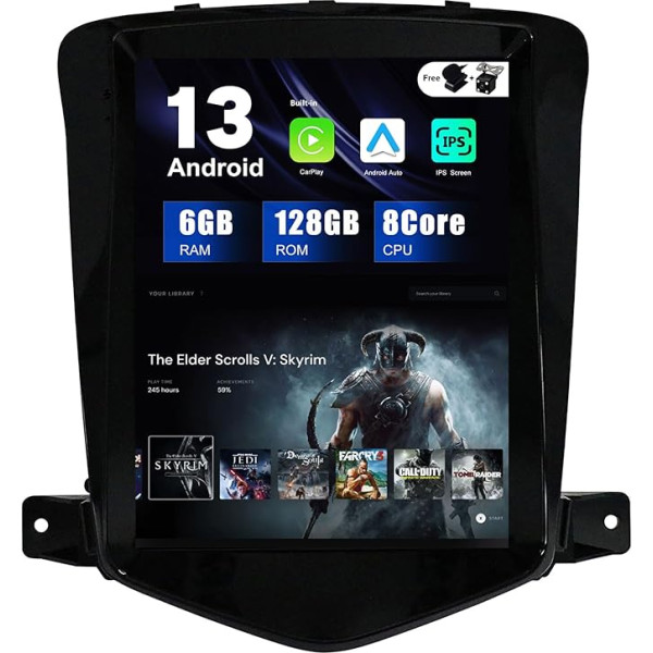 SXAUTO Android 12-6G + 128G IPS auto radio, piemērots Chevrolet Cruze (2006-2015) - Wireless Carplay/Android Car/DSP - LED kamera + MIC - DAB SWC AHD WiFi Fast Boot 360-Camera BT 4G - 2 DIN 9,7 collas