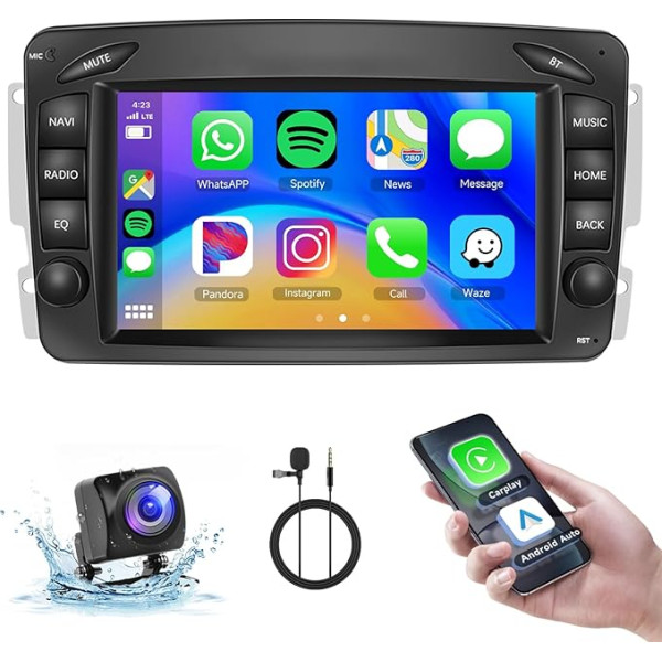 Hodozzy Carplay auto radio Mercedes Benz W168 W203 CLK C209/W209 SLK/W170 W463 Viano Vito Vaneo ar navigāciju/WiFi, 7 collu Mercedes Benz auto radio Bluetooth ar Android Car/EQ/FM/RDS/SWC/USB