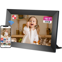 ACDOKE Digital Picture Frame WLAN 10,1 collu IPS skārienjūtīgā ekrāna elektroniskais bilžu rāmis ar 32 GB Frameo Picture Frame digitālais tālvadības pults koplietošana fotogrāfijām un video ar kalendāru Laikapstākļi