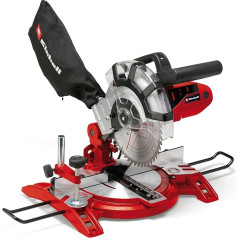 Einhell TC-MS 2112 slīpzāģis (maks. 1600 W, 5000 apgr./min, augstas kvalitātes zāģa asmens ar karbīda smaili, rotācijas galds ar leņķa regulēšanu 45° pa kreisi/pa labi)