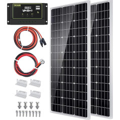 Topsolar 200 W saules bateriju panelis, monokristāla silīcija saules baterija, saules fotoelementu lādētājs, piemērots kempinga teltīm, karavānu jahtām un citām nelīdzenām virsmām.