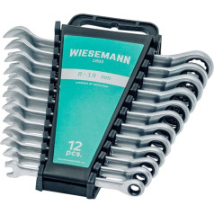 WIESEMANN 1893 Atslēgu komplekts 12 gab. 8-19 mm ar 72 zobiem I Atslēgu komplekts ar gredzenu gredzenu, kas izgatavots no Q-30 hromēta tērauda I ar turētāju I 81567