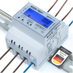 Trīsfāžu skaitītājs [DS100-00B - MID 24] digitālais trīsfāžu divvirzienu elektroenerģijas skaitītājs DIN sliedēm (4TE) ar LCD, RS485 Modbus RTU un 2x S0 impulsiem, kalibrēts MID, 100 A tiešais, padeves/attskaitītājs.