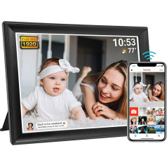 64 GB Frameo 10,5 collu digitālais foto rāmis WiFi Smart 1920 x 1280 FHD IPS LCD skārienjūtīgais ekrāns, automātiska rotācija, atbalsta SD karti USB diskā, 2,4/5 GHz, tūlītēja mirkļu koplietošana, izmantojot Frameo lietotni