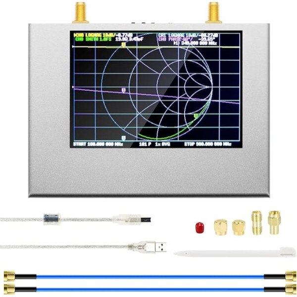 Uzlabots AURSINC NanoVNA V2 PLUS4 vektoru tīkla analizators 50kHz-4GHz 4'' skārienjūtīgais ekrāns HF VHF UHF antenu analizators S parametru, SWR, fāzes, aiztures mērīšanai