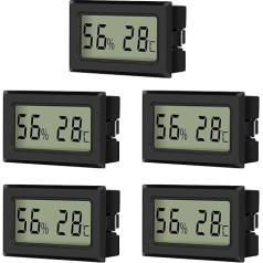 EEEKit Pack of 5 Mini LCD digitālais termometrs higrometrs, iekštelpu temperatūras un mitruma mērītājs mājai, birojam, siltumnīcai, automašīnai - melns Celsija displejs