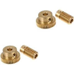 JECOMPRIS 4 Pieces 40 Turbine Shaft Worm Motor Conical Tapered Pinion Worm Shaft Worm Gear with Worm Gear Gears Worm Reducer Worm Shafts Copper